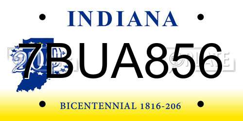 7BUA856 Indiana License Plate