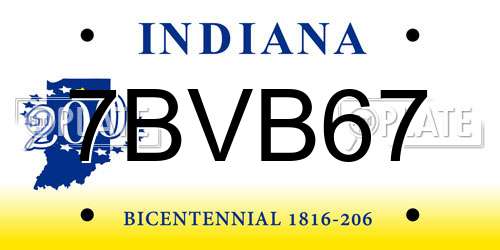 7BVB67 Indiana License Plate