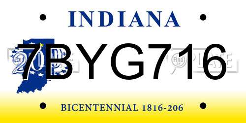 7BYG716 Indiana License Plate
