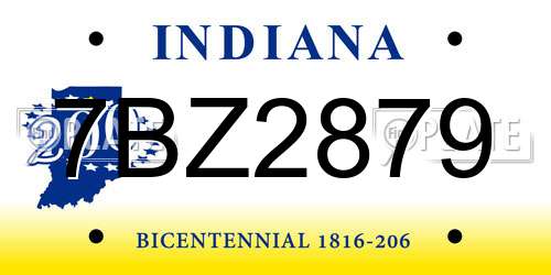 7BZ2879 Indiana License Plate