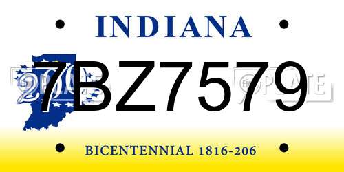 7BZ7579 Indiana License Plate