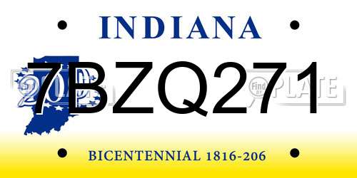 7BZQ271 Indiana License Plate