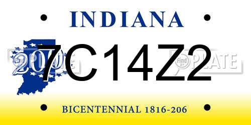 7C14Z2 Indiana License Plate