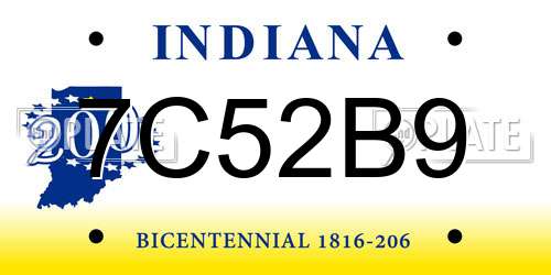7C52B9 Indiana License Plate
