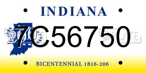 7C56750 Indiana License Plate