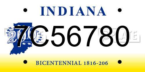 7C56780 Indiana License Plate