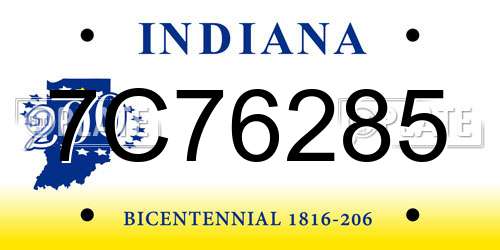 7C76285 Indiana License Plate