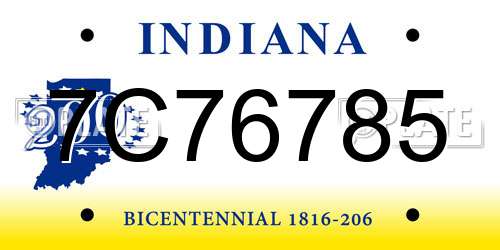 7C76785 Indiana License Plate