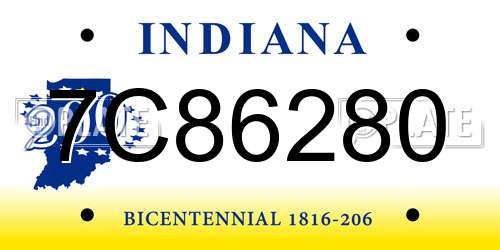 7C86280 Indiana License Plate