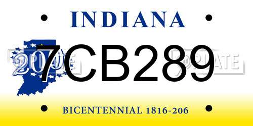 7CB289 Indiana License Plate