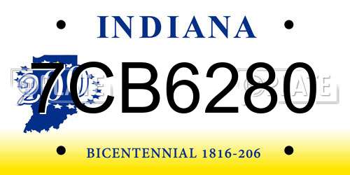 7CB6280 Indiana License Plate