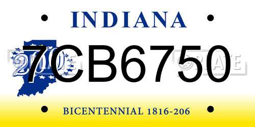 7CB6750 Indiana License Plate