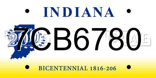 7CB6780 Indiana License Plate