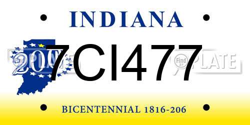 7CI477 Indiana License Plate