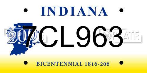 7CL963 Indiana License Plate