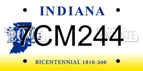7CM244 Indiana License Plate
