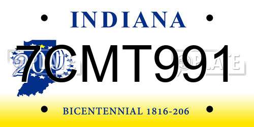 7CMT991 Indiana License Plate