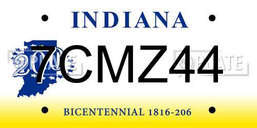 7CMZ44 Indiana License Plate