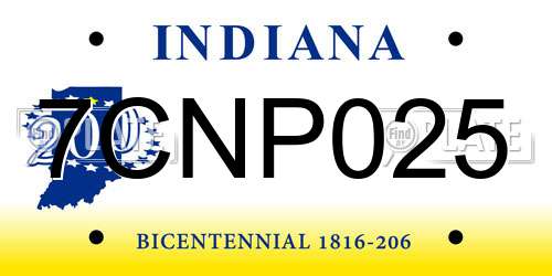 7CNP025 Indiana License Plate