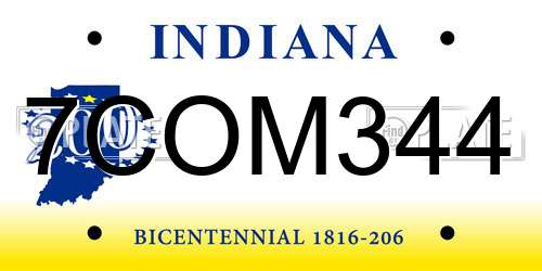 7COM344 Indiana License Plate
