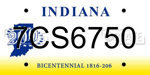 7CS6750 Indiana License Plate