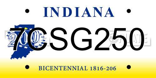 7CSG250 Indiana License Plate