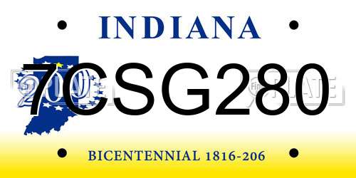 7CSG280 Indiana License Plate