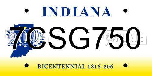 7CSG750 Indiana License Plate