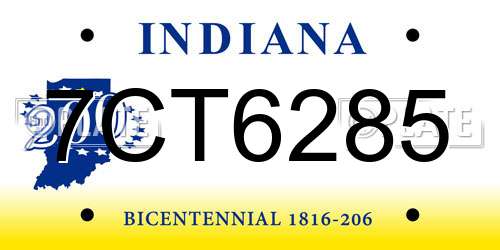 7CT6285 Indiana License Plate