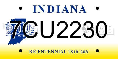 7CU2230 Indiana License Plate