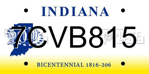 7CVB815 Indiana License Plate