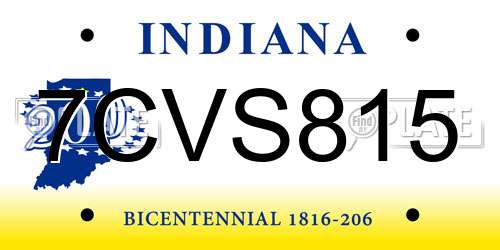 7CVS815 Indiana License Plate