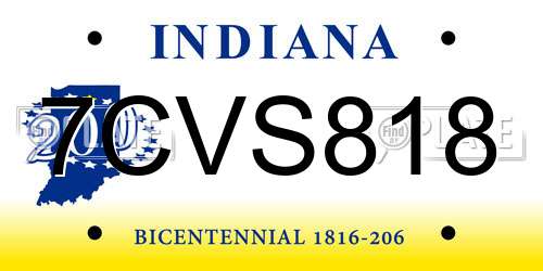 7CVS818 Indiana License Plate