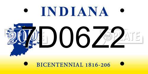 7D06Z2 Indiana License Plate