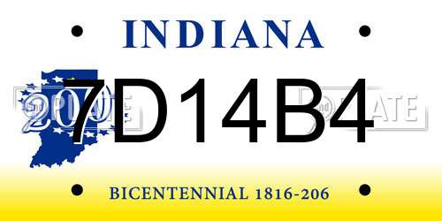 7D14B4 Indiana License Plate