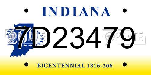 7D23479 Indiana License Plate