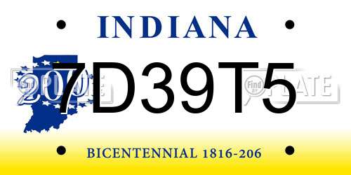 7D39T5 Indiana License Plate