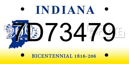 7D73479 Indiana License Plate