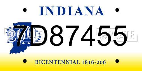 7D87455 Indiana License Plate