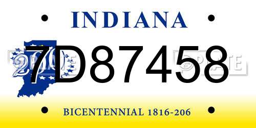7D87458 Indiana License Plate
