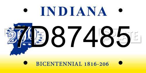 7D87485 Indiana License Plate