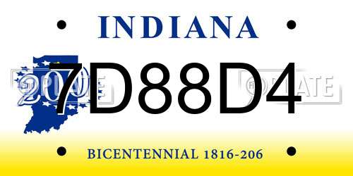 7D88D4 Indiana License Plate