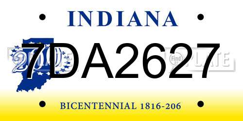 7DA2627 Indiana License Plate