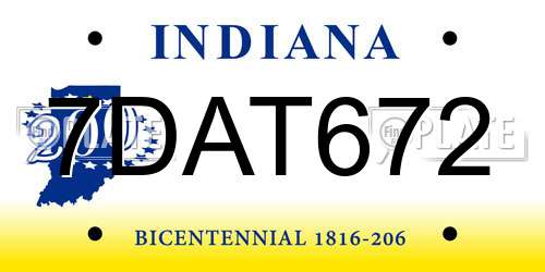 7DAT672 Indiana License Plate