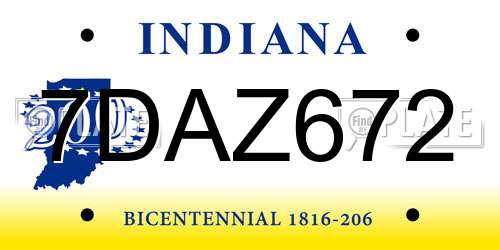 7DAZ672 Indiana License Plate