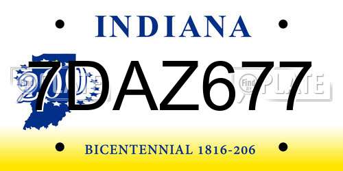 7DAZ677 Indiana License Plate