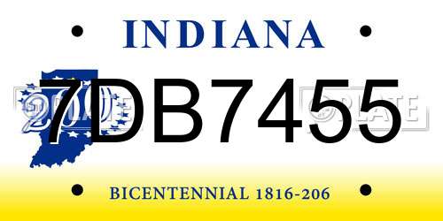 7DB7455 Indiana License Plate