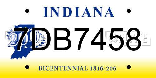 7DB7458 Indiana License Plate