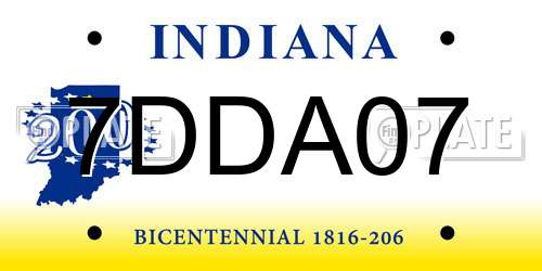 7DDA07 Indiana License Plate