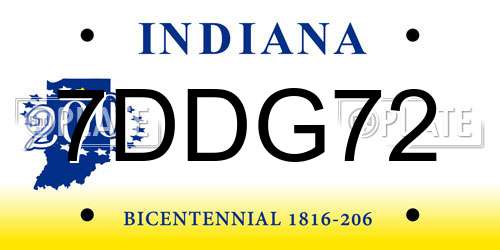 7DDG72 Indiana License Plate
